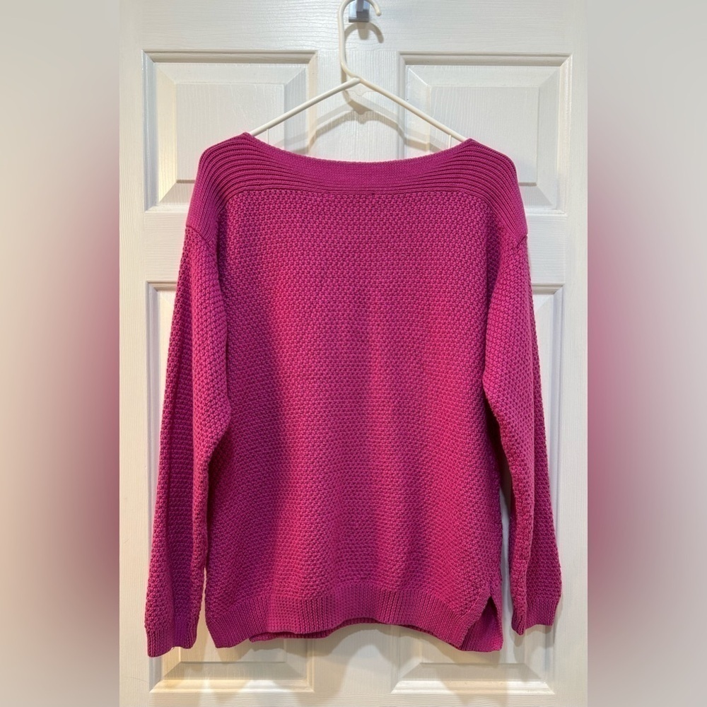 Lauren Ralph Lauren Pink Knotted Knit Sweater Size M Boat Neck Preppy Mature - Picture 2 of 8